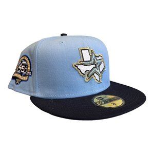 New Era Houston Astros 2 Tone 59FIFTY Fitted Hat Cap 45 Year Side Patch Size 8